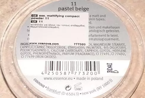 essence mattifying compact powder ingredients